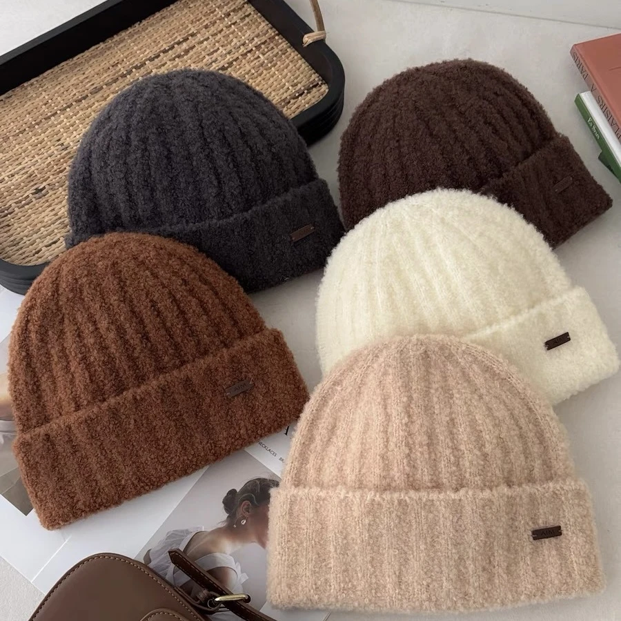 【棉花糖帽】超柔软超蓬松82%羊毛针织帽软糯高弹户外骑行帽保暖帽