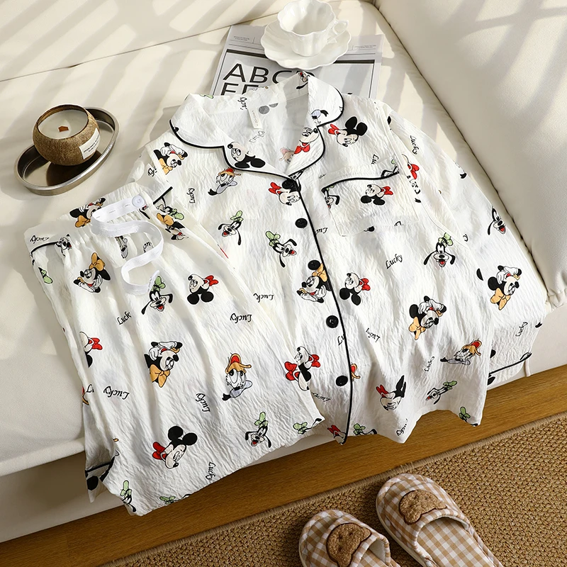 M【带胸垫-皱皱棉】A类月子服春夏薄款产后孕妇哺乳衣宽松睡衣