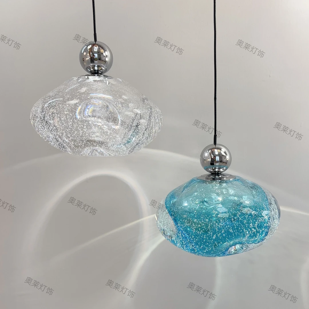 高级感水晶吊灯琉璃气泡圆球升降语音床头吊灯电视背景墙玄关吊灯