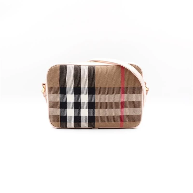 99新 BURBERRY/博柏利 经典格纹拼粉相机单肩包 T_ZY0000422144