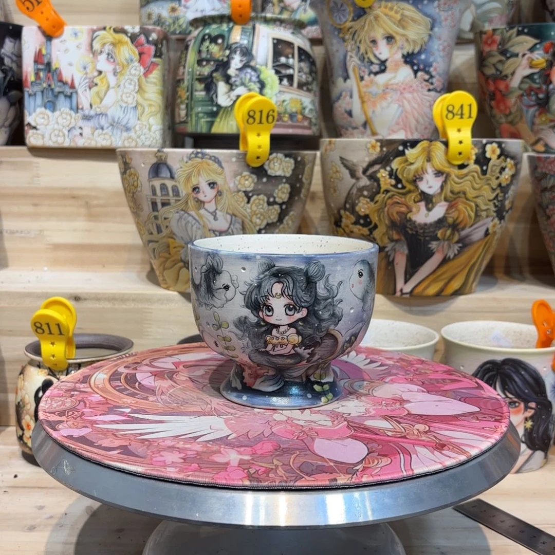 紫砂花盆景德镇手绘花盆陶瓷11/9