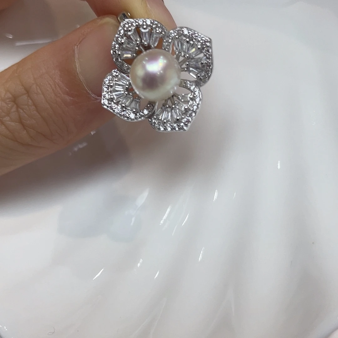 海水珍珠吊坠(不含链)银S925镶嵌