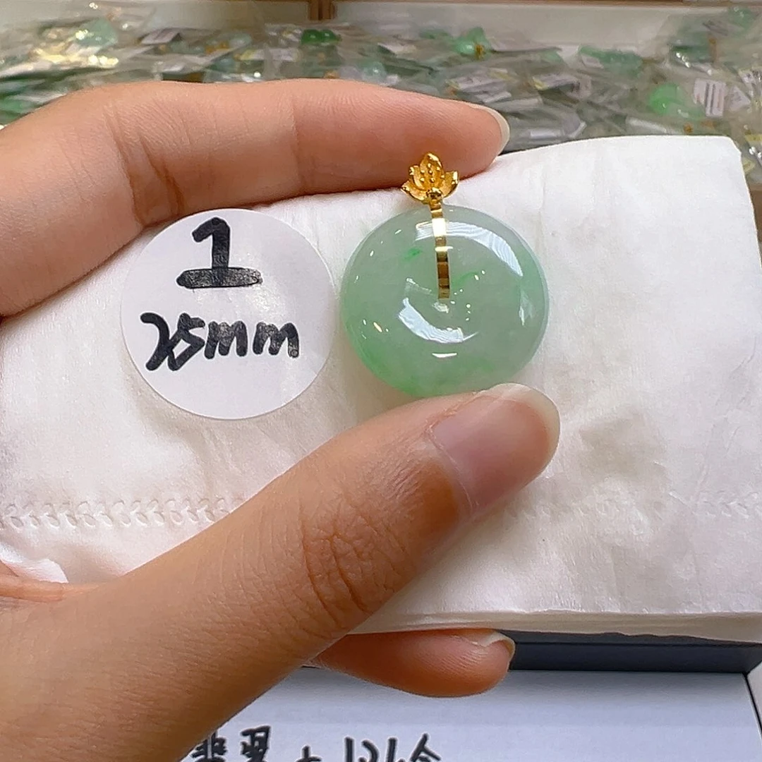 翡翠18K金镶嵌吊坠(不含链)翡翠