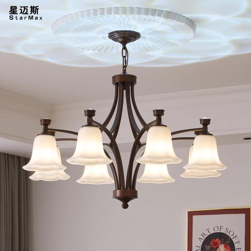 2024年新款美式复古客厅大灯高端中古餐厅吊灯乡村卧室光影装饰灯