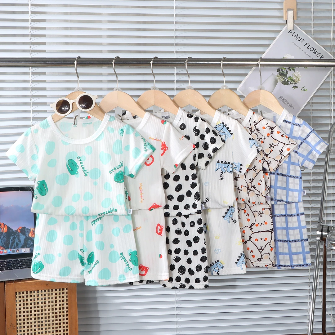 夏季休闲透气薄款短袖短裤可爱宝宝家居套装