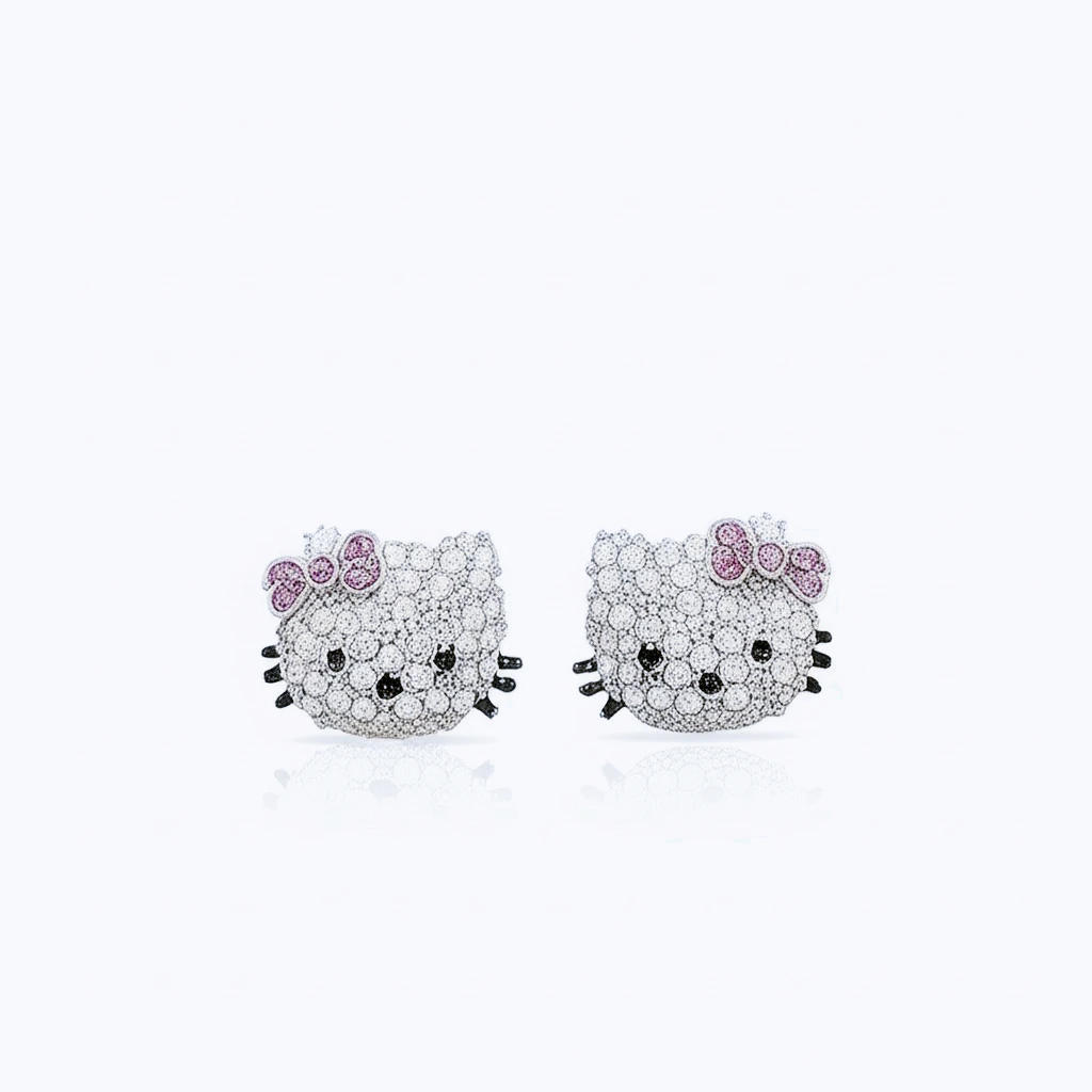 BTSP S925银针凯蒂猫hellokitty高街满钻耳钉