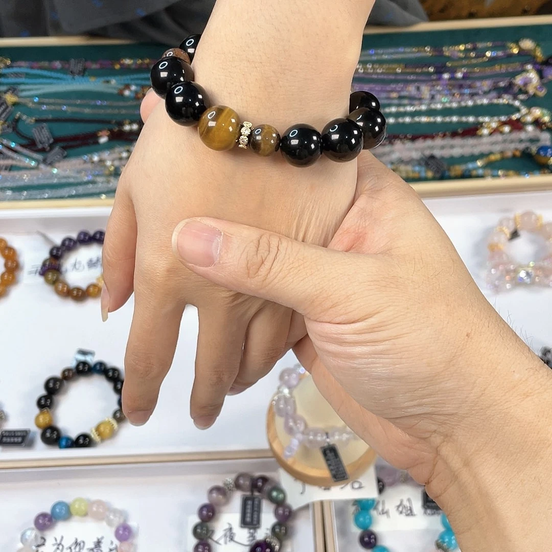 水晶手链银S925镀金镶嵌