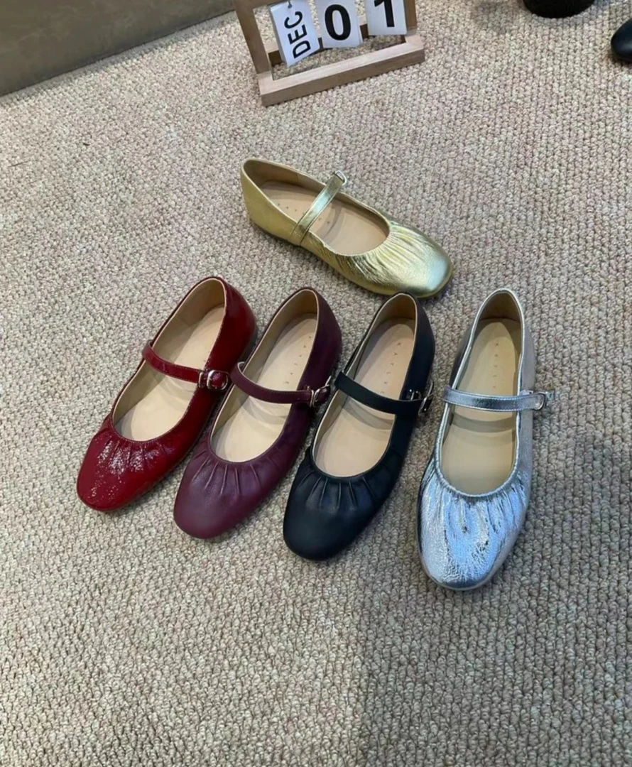 【港口大叔】夏季新款真皮牛皮软底软面舒适百搭玛丽珍单鞋2047-2