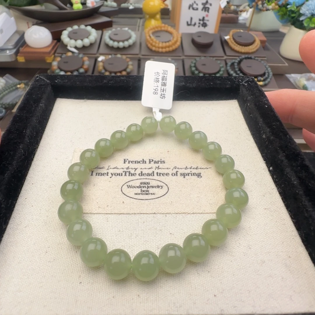 和田玉未镶嵌手链卡8晴水碧玉，25