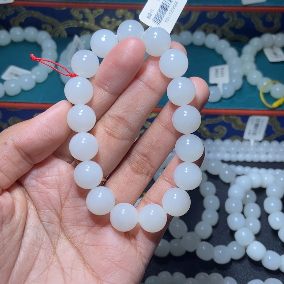 和田玉未镶嵌手串12m圆珠