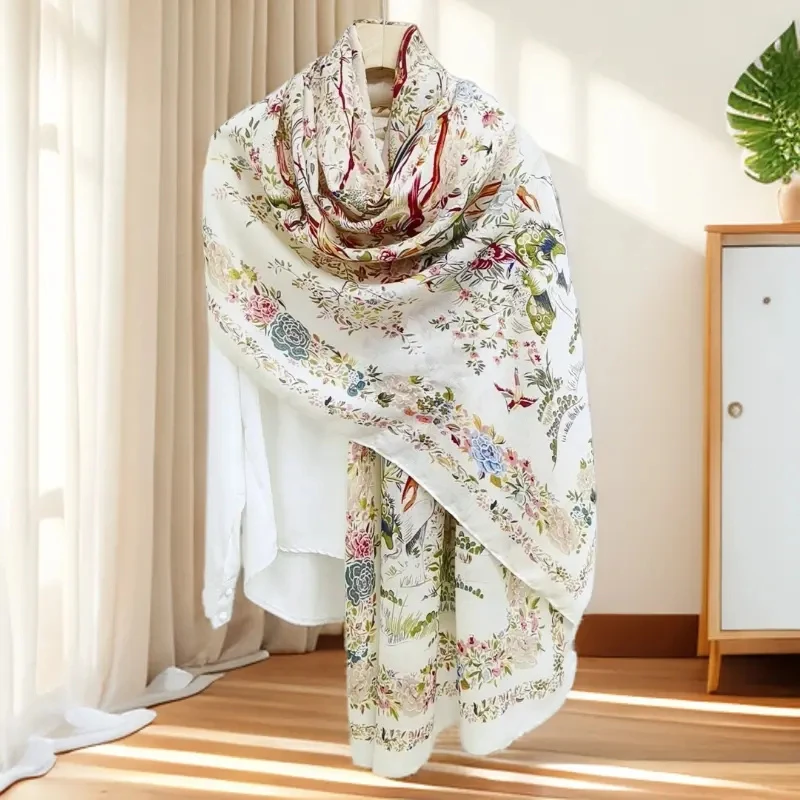 A21【鸟语花香】180*90春日宴夏天披肩防晒外搭夏季空调房斗篷薄款