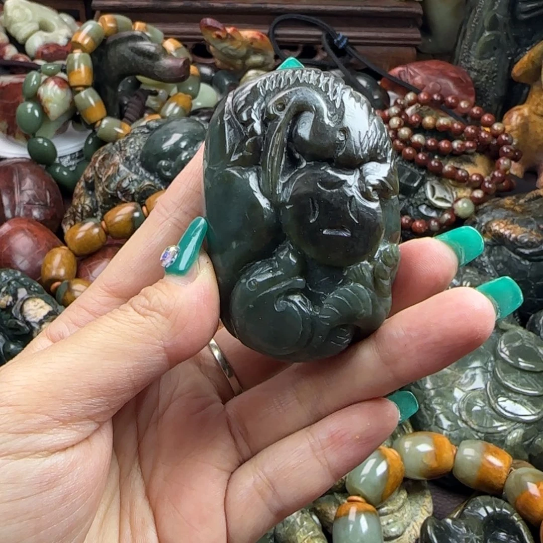 岫岩河磨玉（透闪石质玉）手把未镶嵌