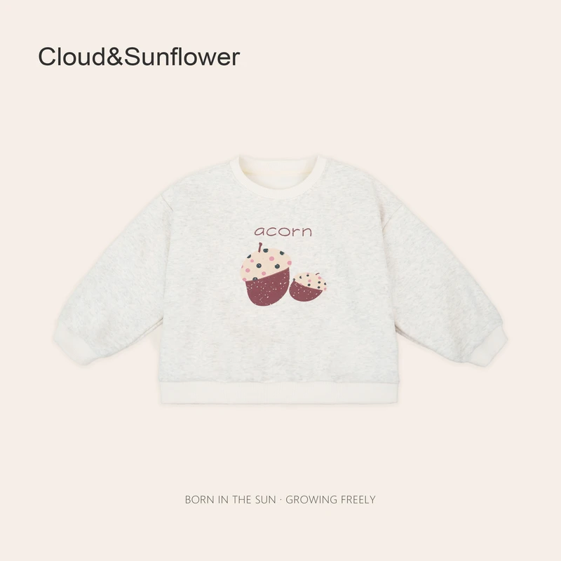 女童圆领橡果印花纯色长袖冬季卫衣1112979