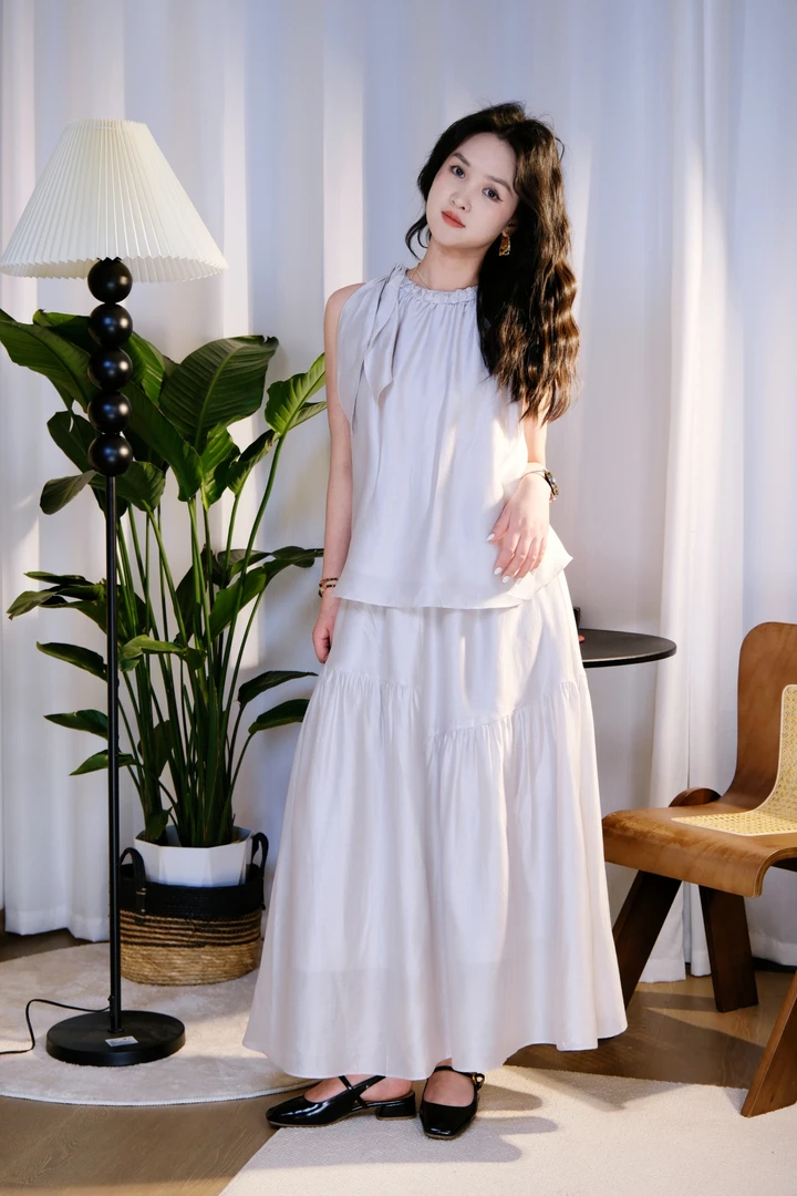 【套装】夏款上新｜珠光灰肌理感法式甜美风时尚套装裙 休闲气质韩系