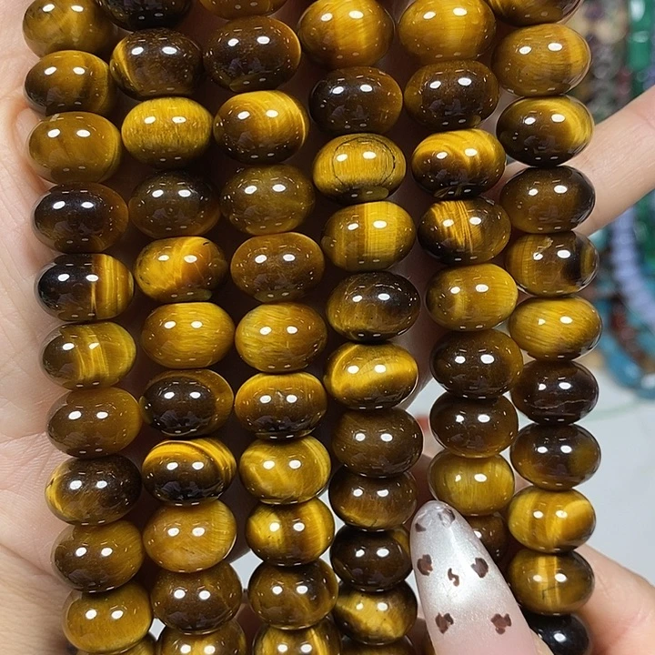 玛瑙/玉髓未镶嵌珠宝半成品A级天然虎眼卡13.2mm一条
