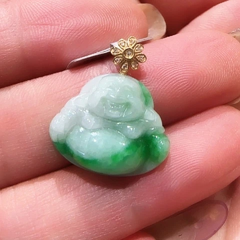 翡翠18K金镶嵌吊坠(不含链)