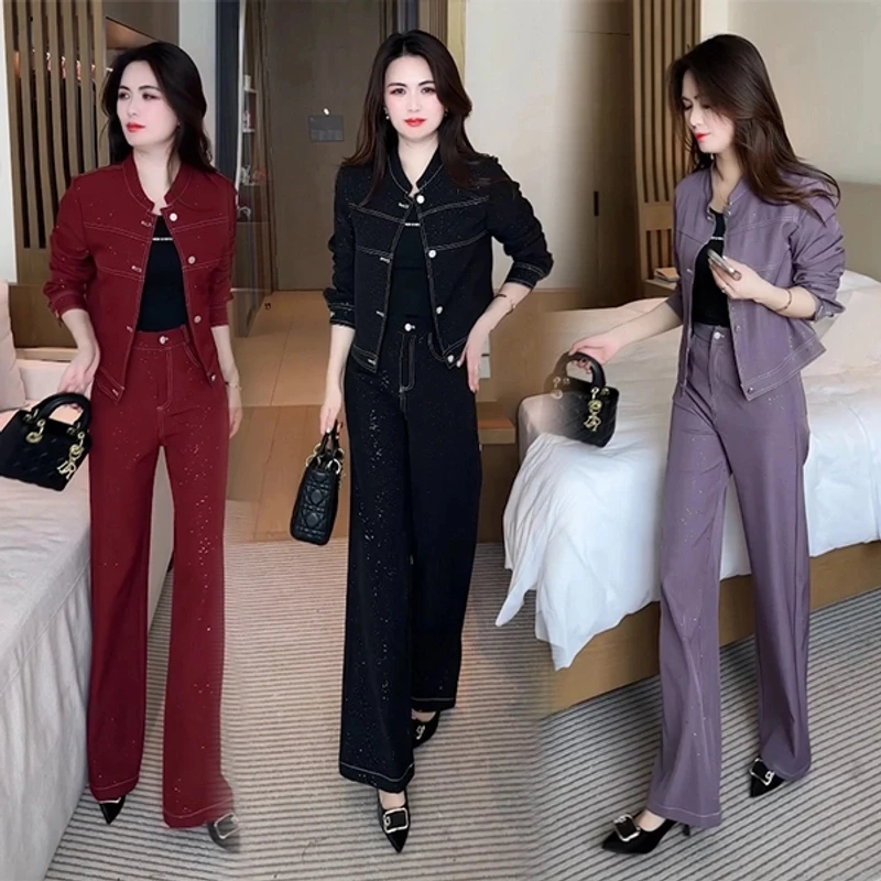 春秋新款时尚洋气穿搭气质休闲秋季长袖高腰显瘦减龄时髦套装韩版