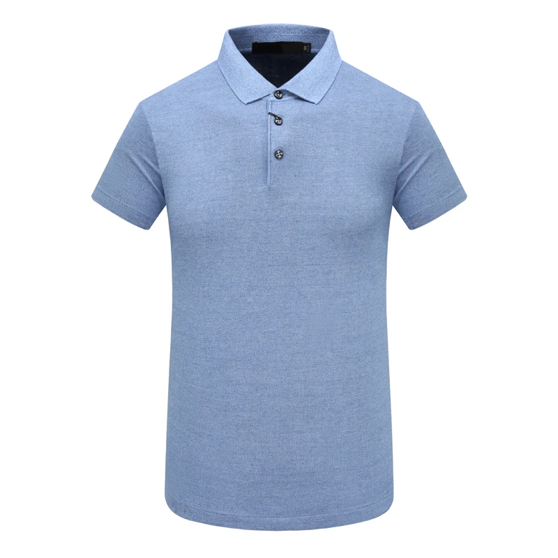 SF559路男式夏季短袖T恤 棉翻领套头休闲商务上衣 浅蓝色弹力