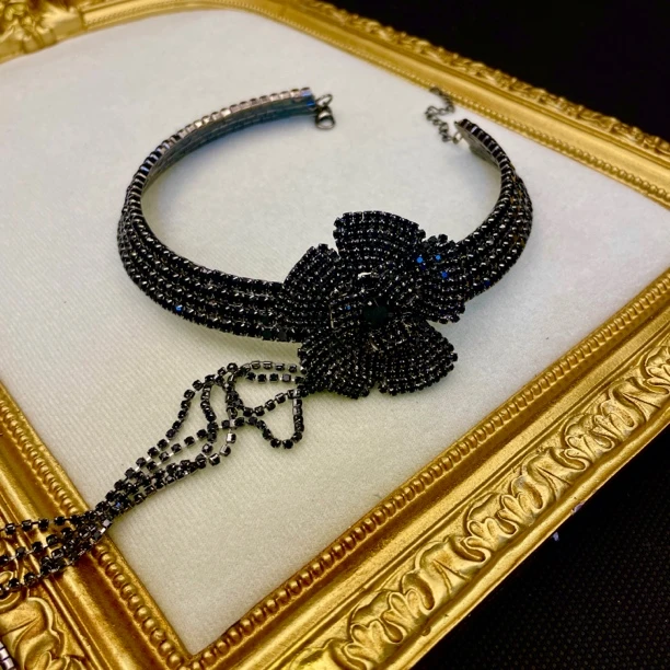 合金树脂项链 黑钻项圈 超美