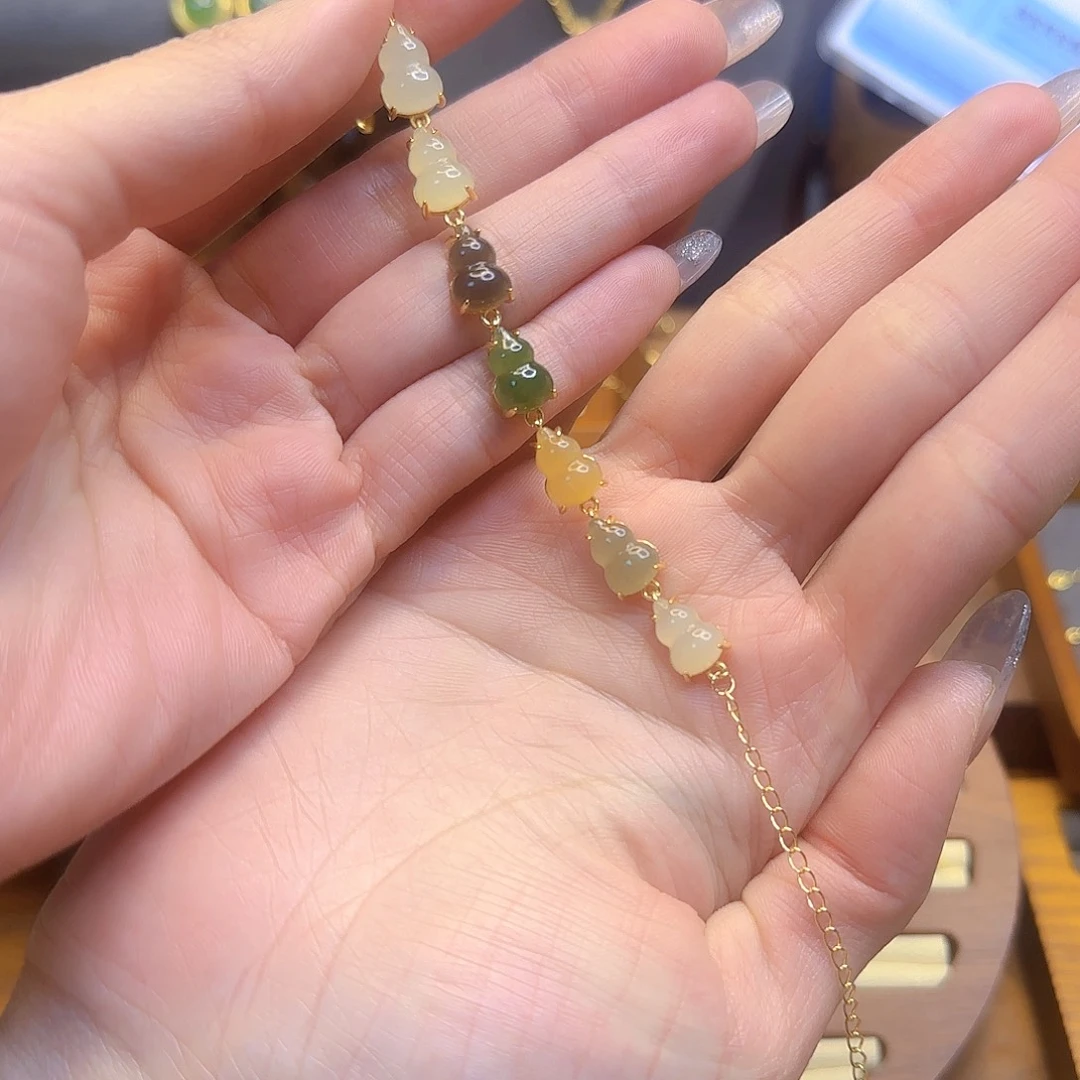 和田玉手链银S925镀金镶嵌多样性发货