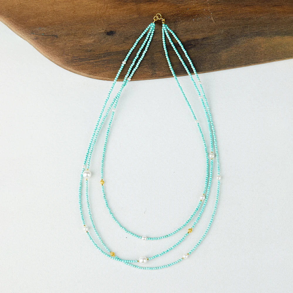 【乐小福珠宝】星辰*18K金绿松石项链多圈多样性发货