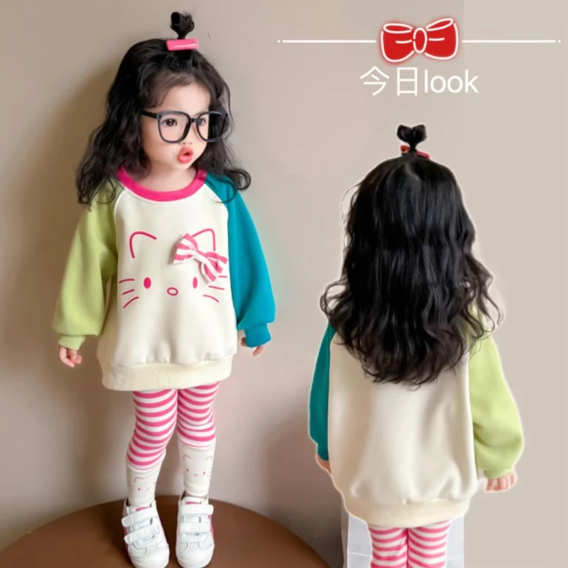 女童洋气休闲套装2025春秋季新款儿童中小童长袖卫衣打底裤两件套