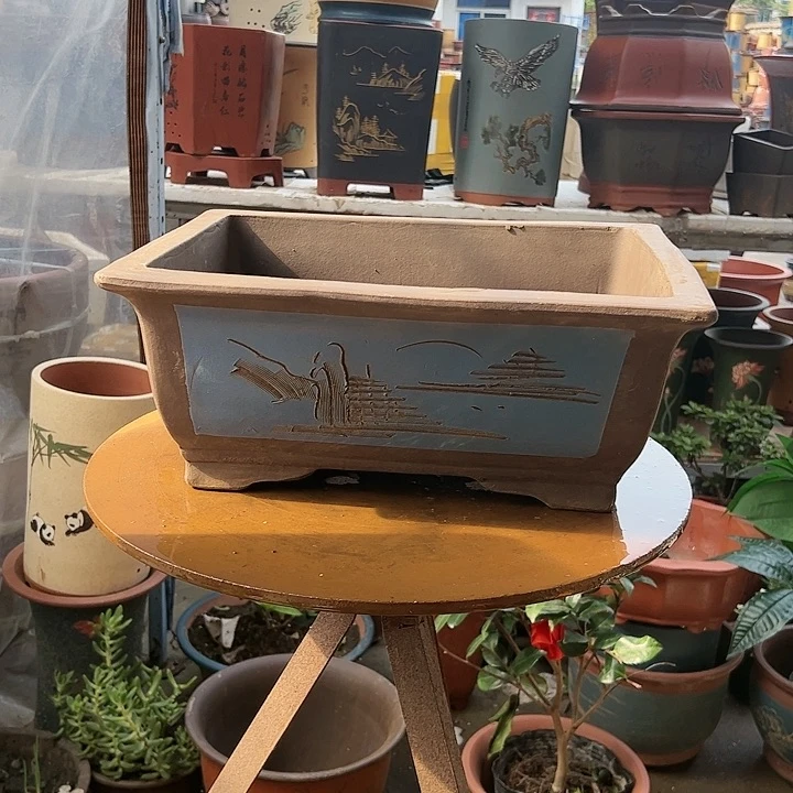 宜兴紫砂花盆花盆40蓝马槽
