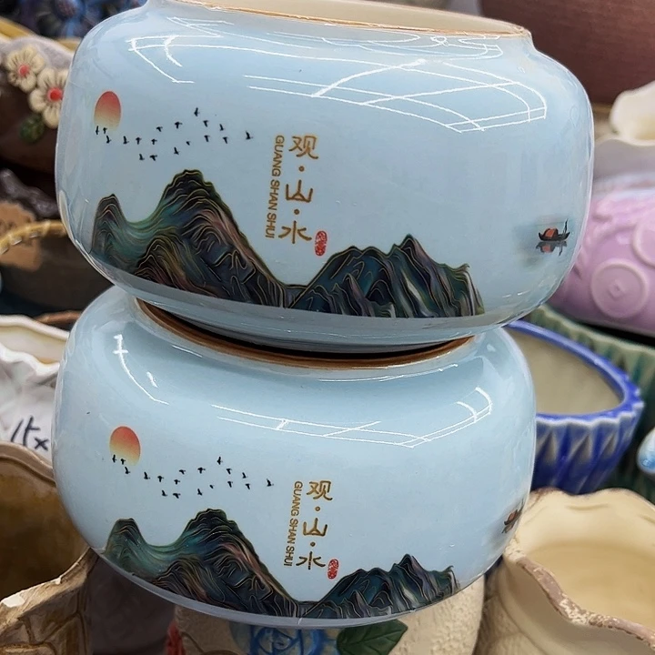 多肉绿植陶瓷花盆9.9包邮，有孔