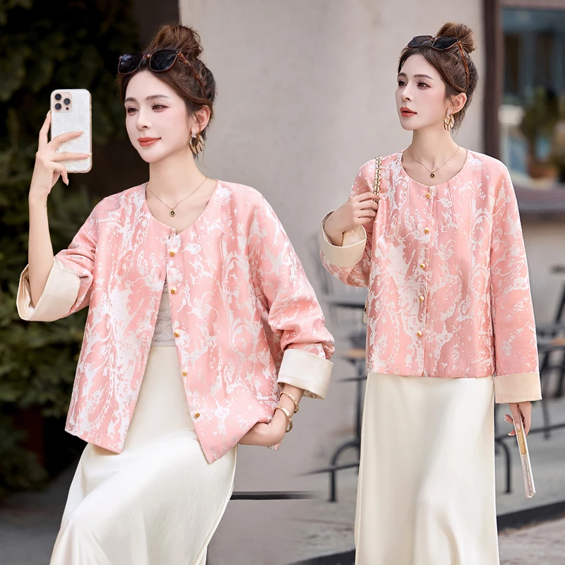 新中式轻国风印花外套女2025秋季新款洋气减龄小个子宽松短款上衣