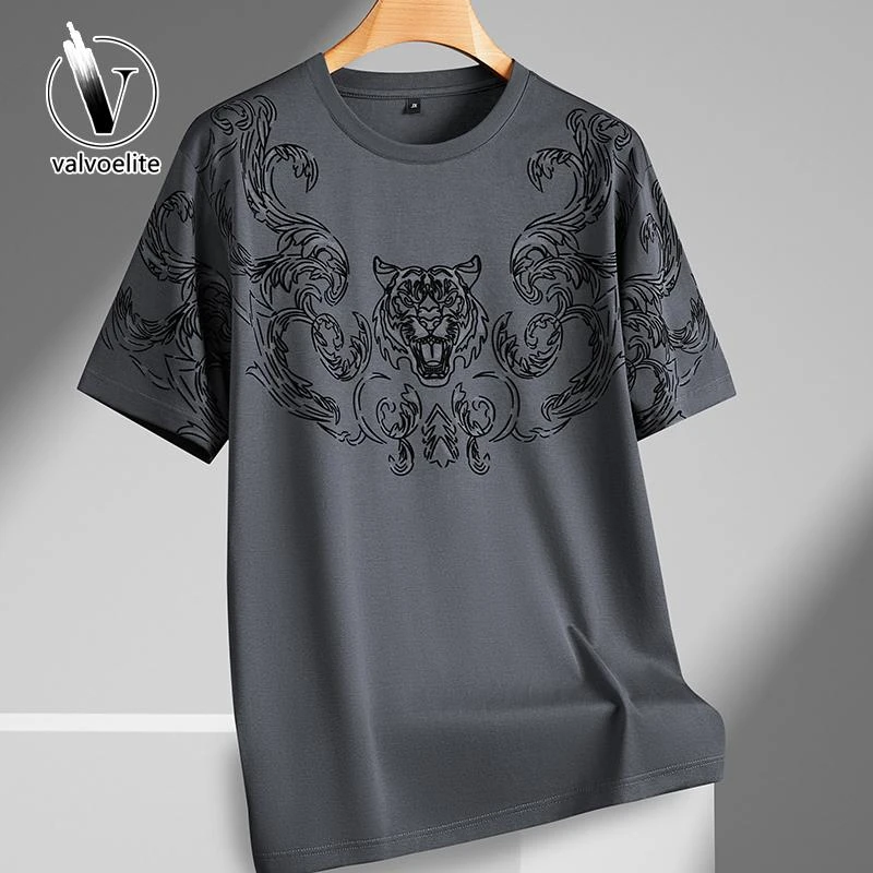 VALVOELITE加肥加大短袖体恤圆领男士夏季新款潮胖子休闲时尚上衣