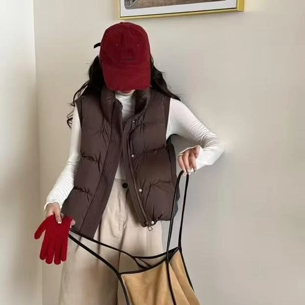 【6601-xhs】立领纯色百搭保暖韩版秋冬时尚短款马夹