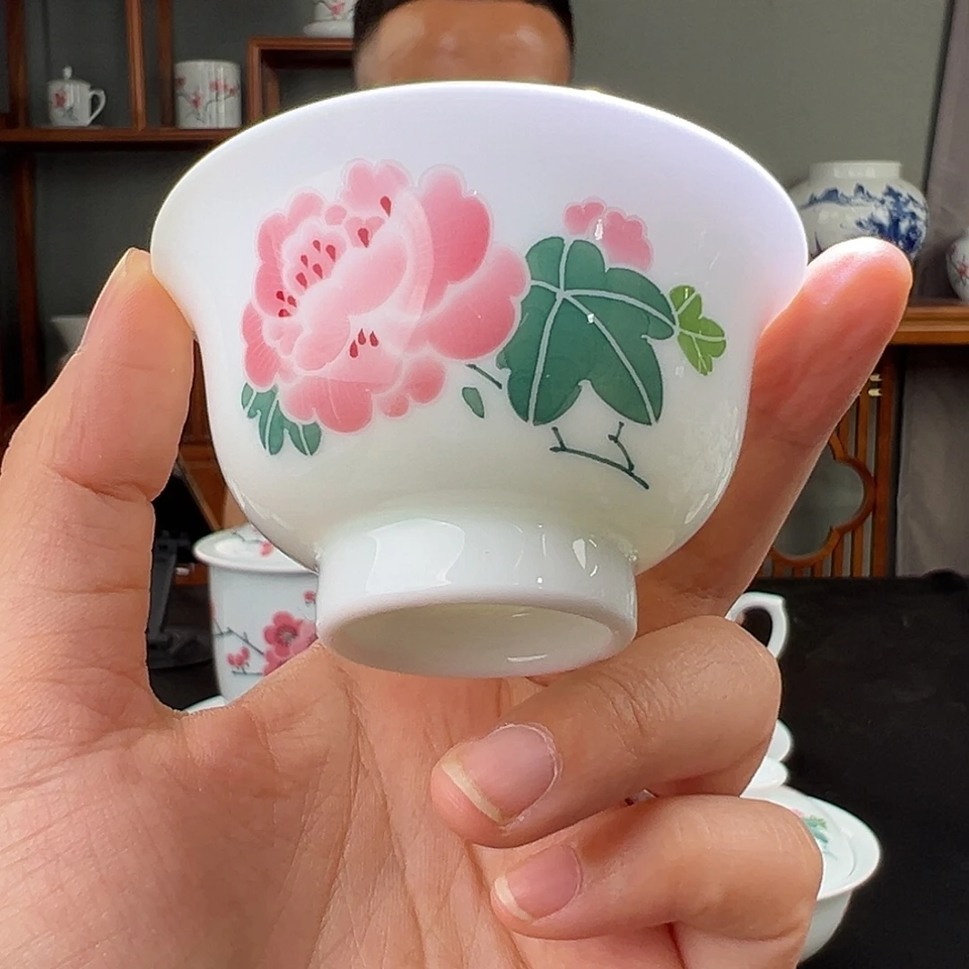 柴窑 红芙蓉小号压手杯