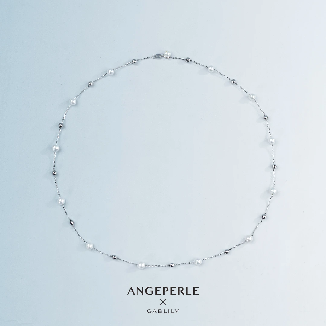 【天天姐弟】天使之泪淡水珍珠S925银（铜隔珠）满天星项链5-6mm