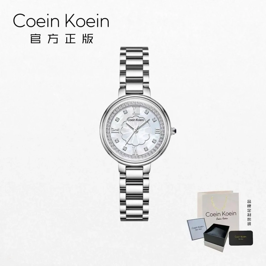 Coein Koein【官方正版】CK3098魅雅气质奢华镶钻贝母女士手腕表