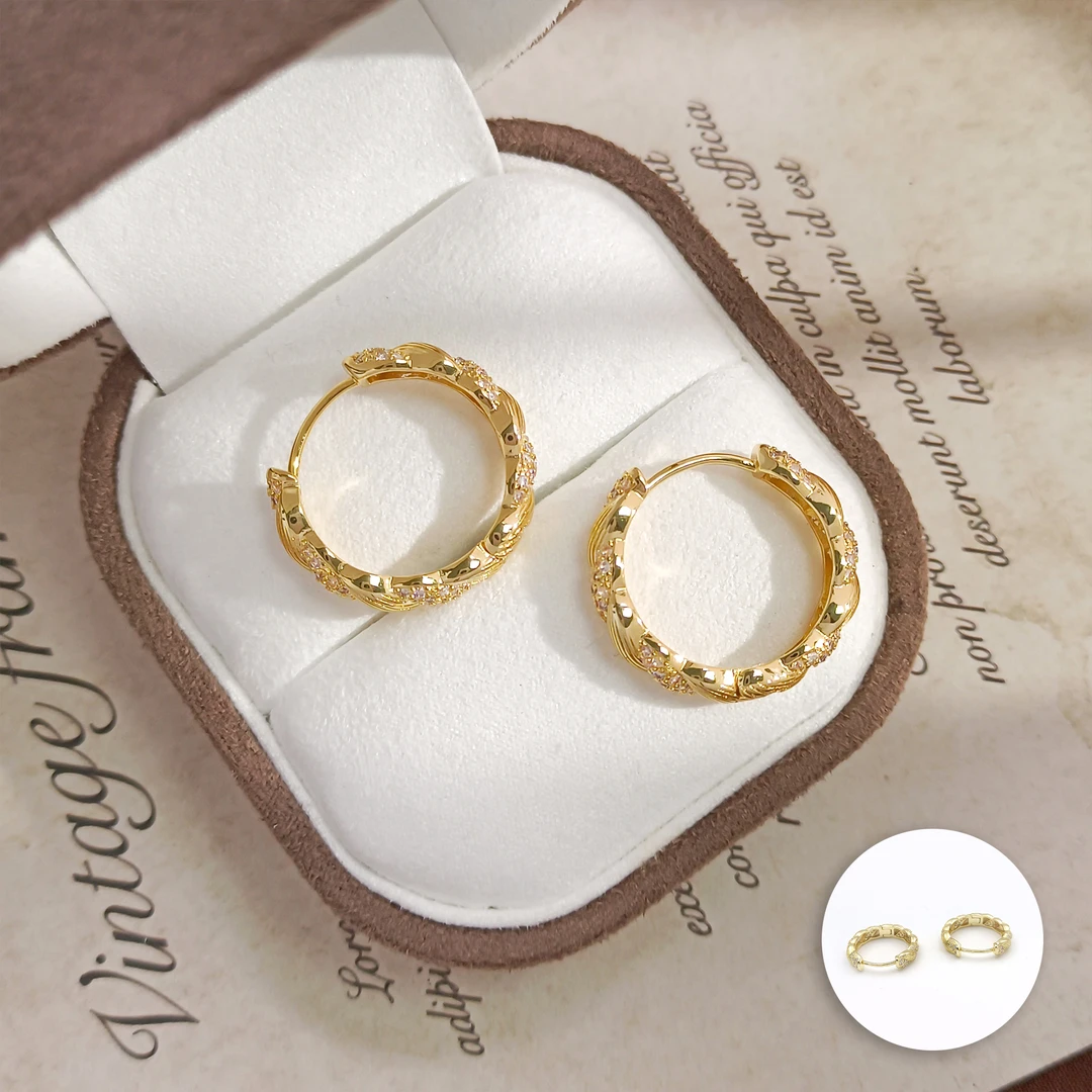 铜合金合成锆石耳饰 WHLM-006457【日落星海】耳饰气质精致简约