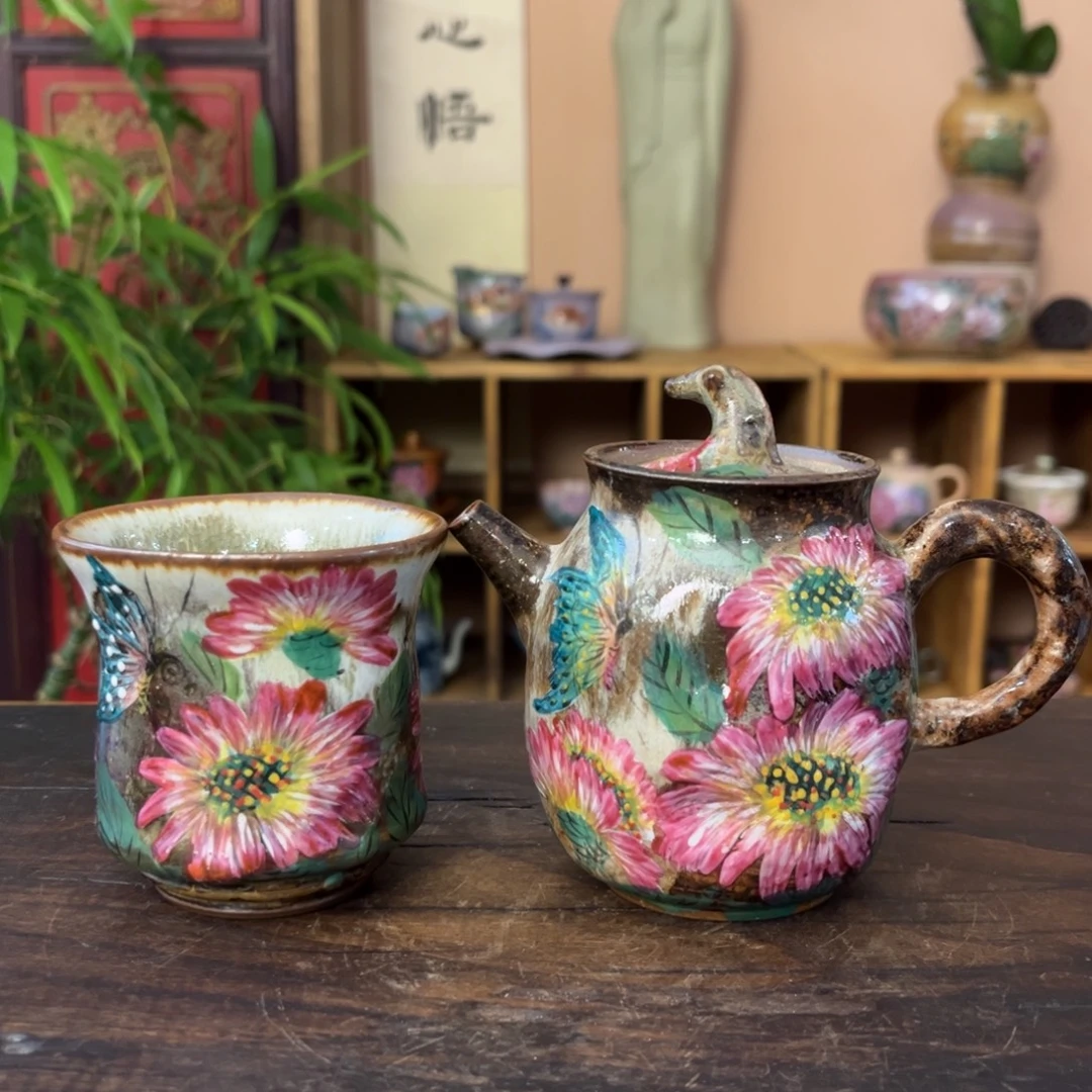 柴烧手工手绘陶瓷