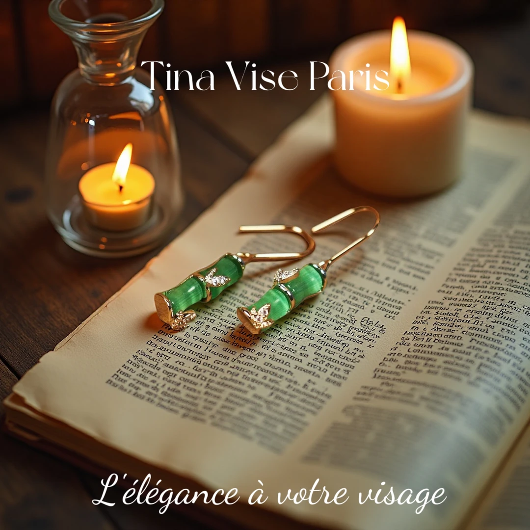 镀K金A1056《几念春秋》法⭐️ Tina Vise 气质竹节耳钩