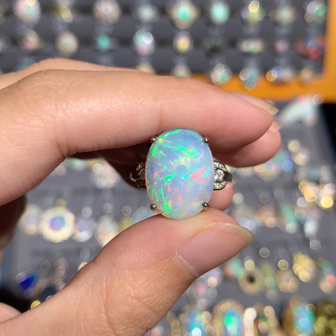 银S925镶嵌欧泊欧泊戒指y