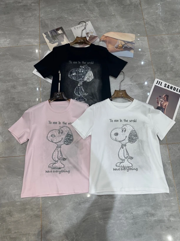 南油狗狗印花烫钻短袖T圆领