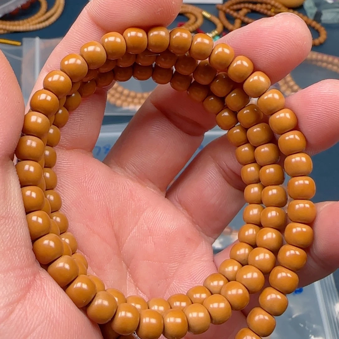 橄榄核手串老挝SS级核尖极限弧尺寸6.8全无白