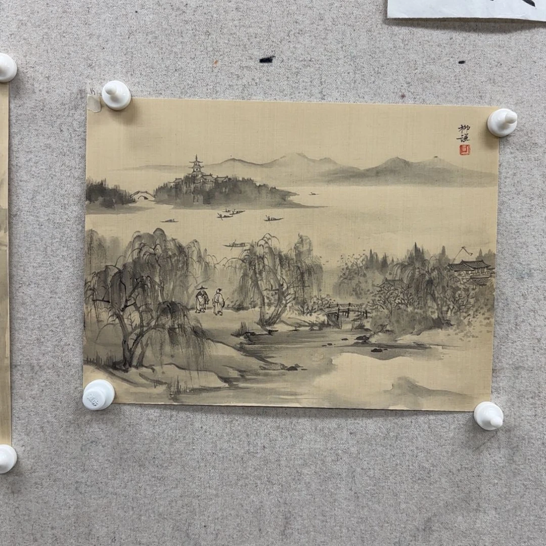 国画柳谦 水墨画卡板