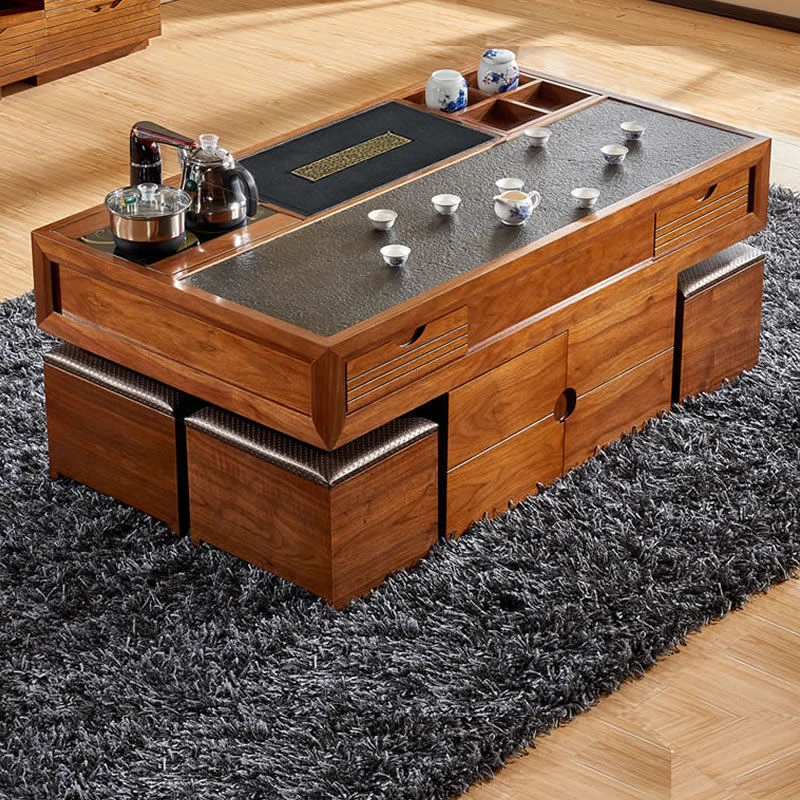 2025新款多功能客厅大理石茶几茶台一体阳台办公功夫茶几茶桌组合