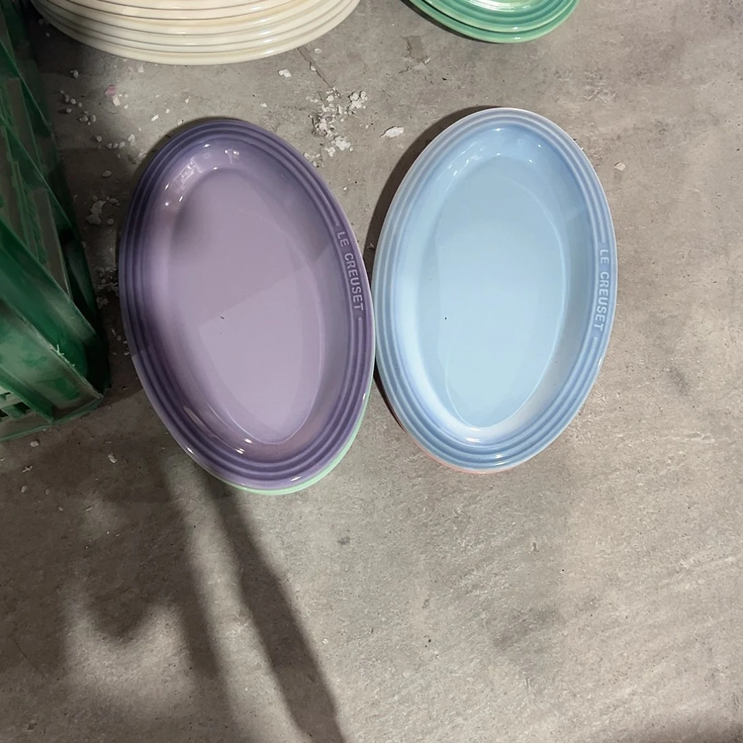 陶瓷 微 椭圆浅盘 紫色 天蓝色