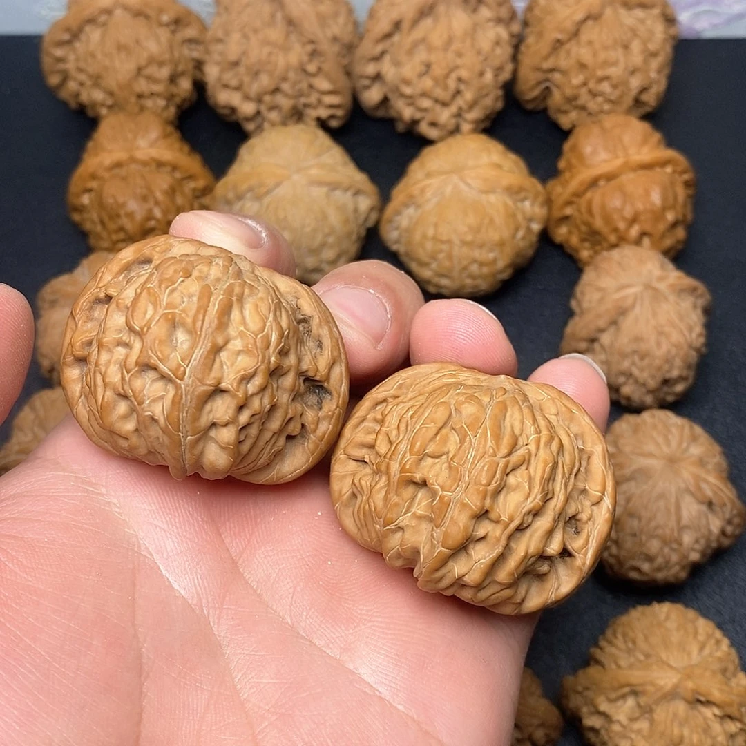 文玩核桃把件银**人42红磨对歪