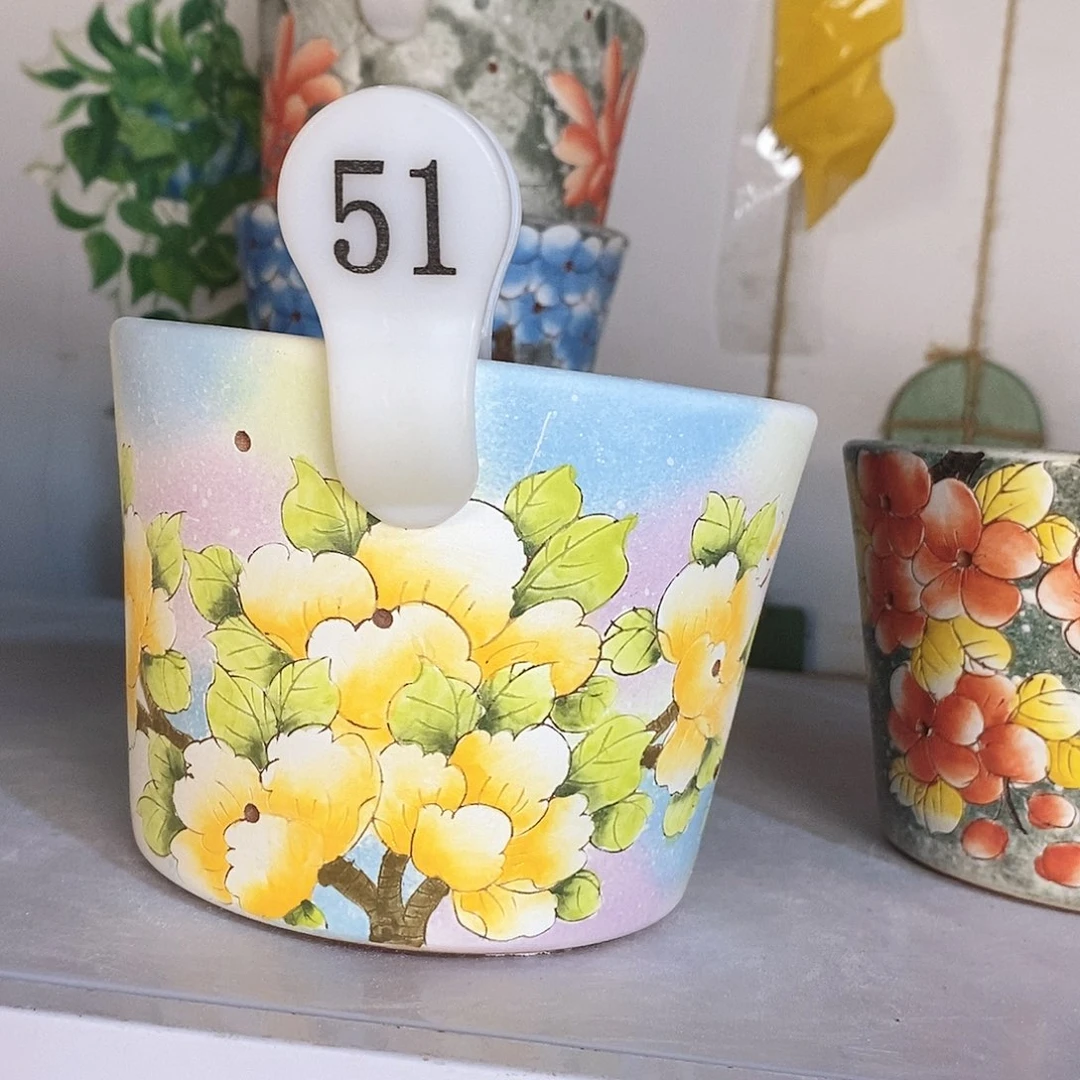 紫砂花盆红陶手绘花盆