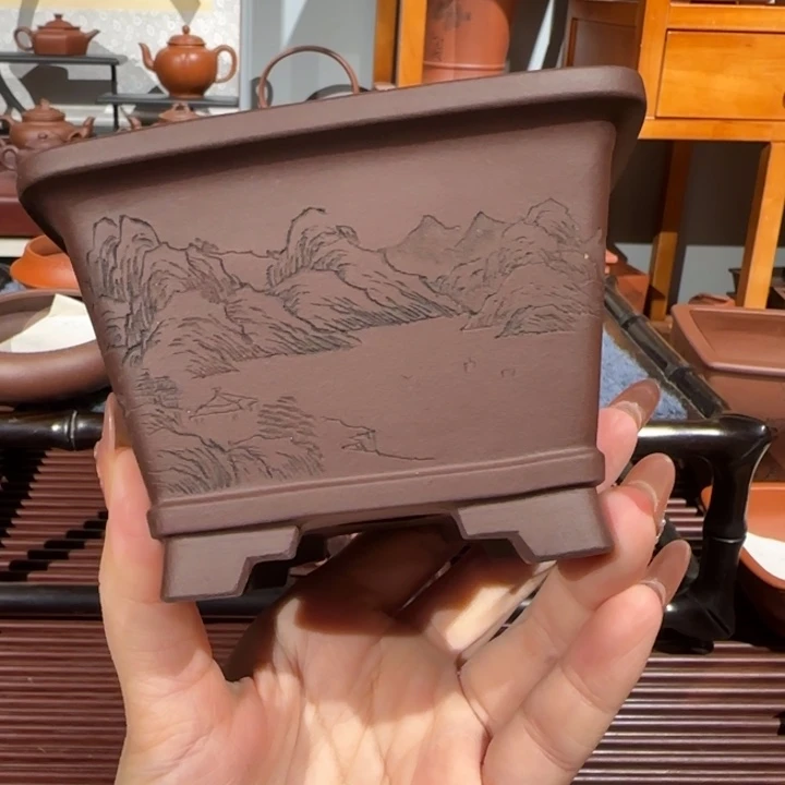 紫砂花盆口径10深度7