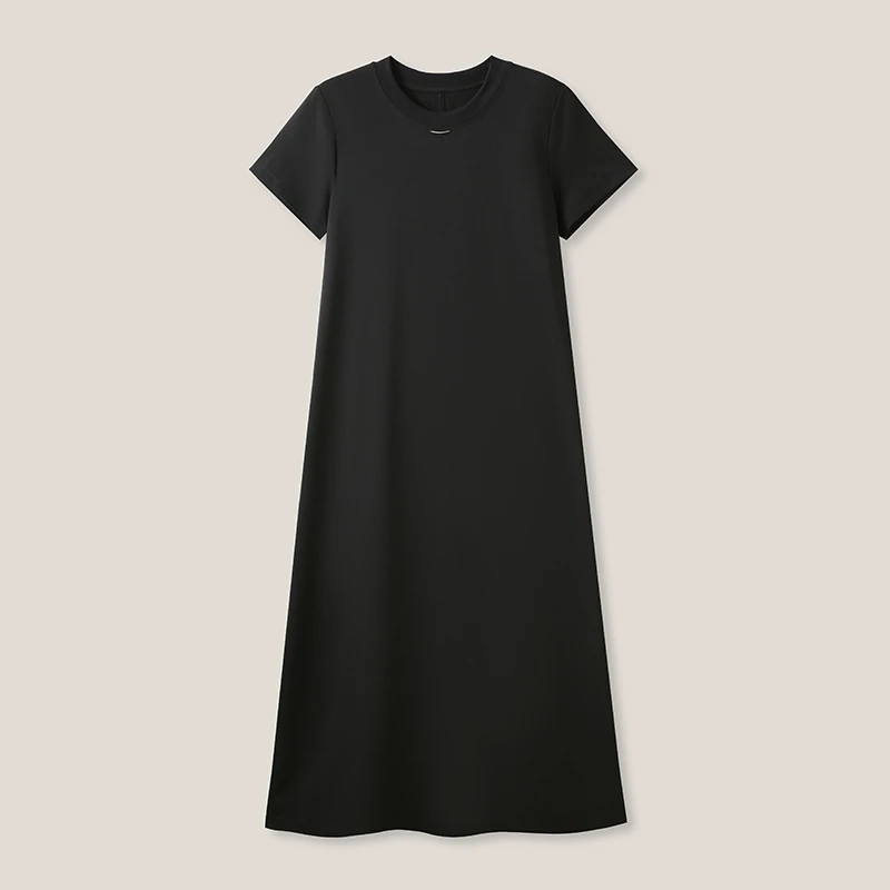 时尚气质休闲百搭简约轻奢夏季显瘦黑色长款连衣裙SS26120