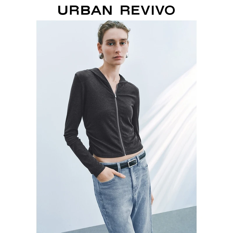 UR2026春季新款女装简约日常拉链连帽外套UWM150037+