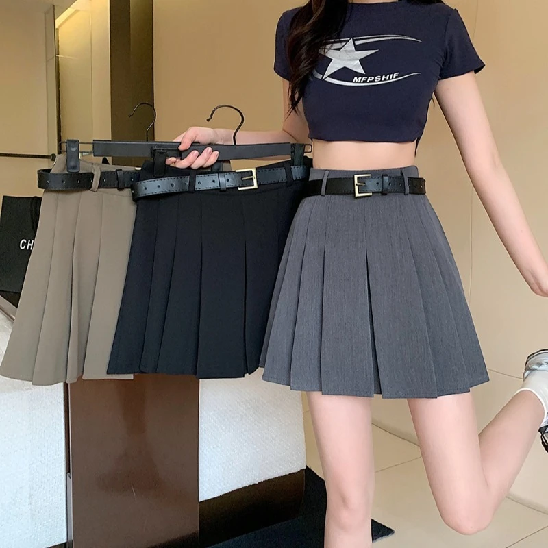 大码胖mm韩版时尚百褶半身裙2025春季季女装新款简约百搭短款裙子