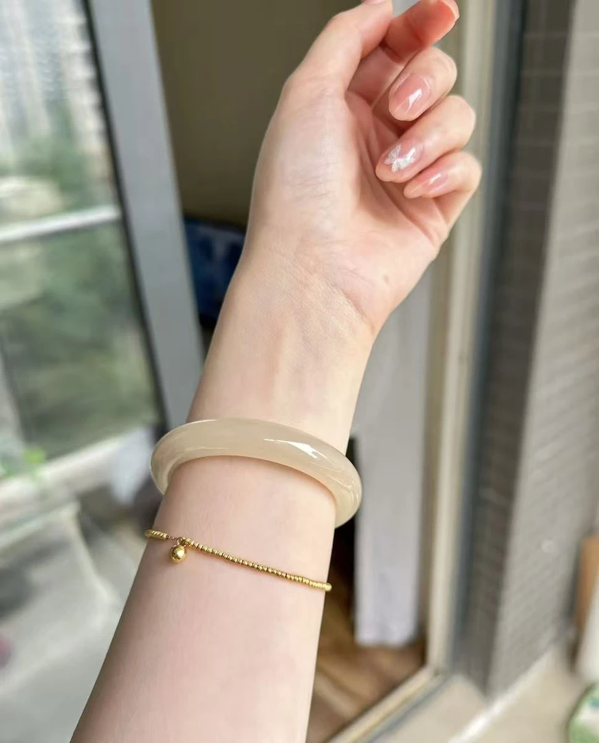 【冰 藕 粉L 】青海门店品质平安镯 温柔显白时尚 宽13mm